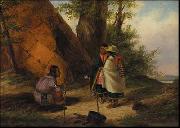 Cornelius Krieghoff Indians Meeting by a Teepee USA oil painting artist